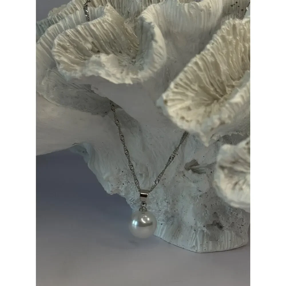 925 Sterling Silver Pearl Necklace Length 18 inch